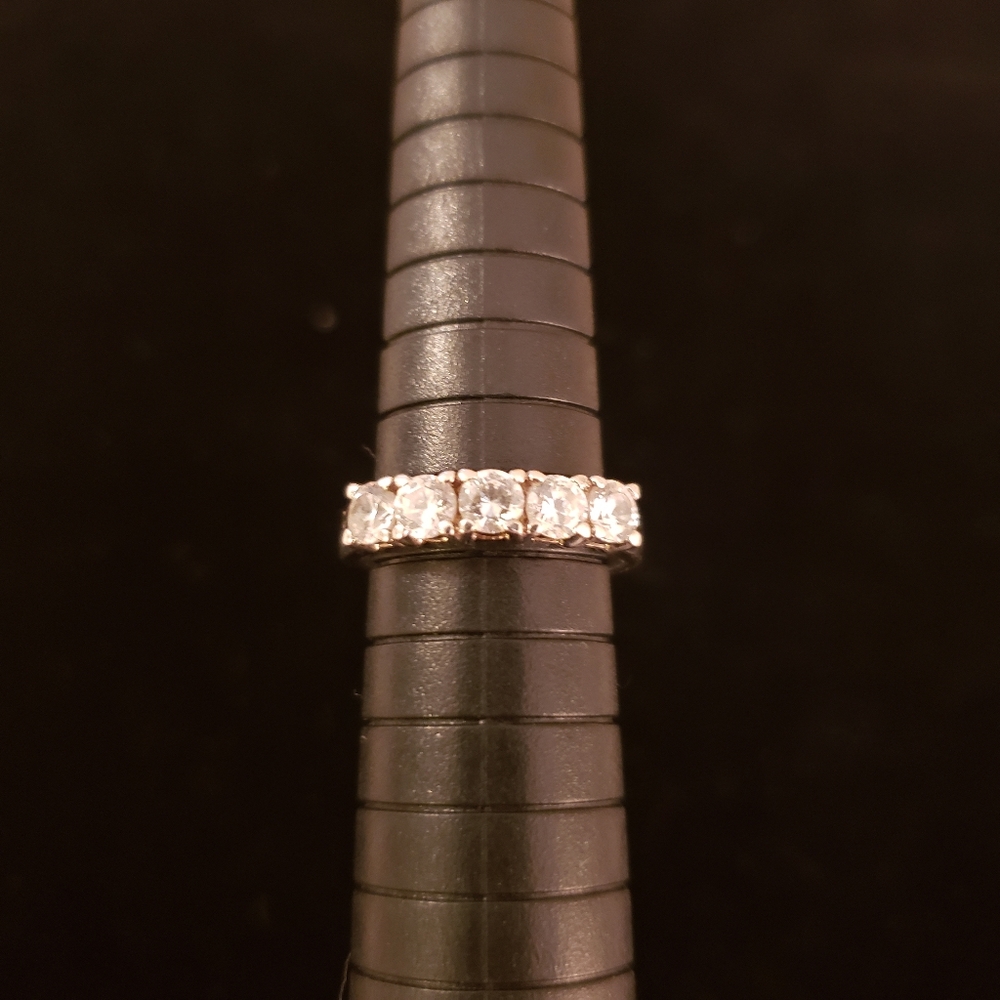 Five Stone Diamonique  Sterling Anniversary Band